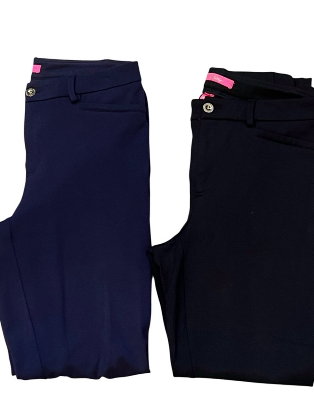 TWO pairs Lilly Pulitzer Kelly Knit Skinny Ankle Pants Navy Blue & Black SOILD 6
